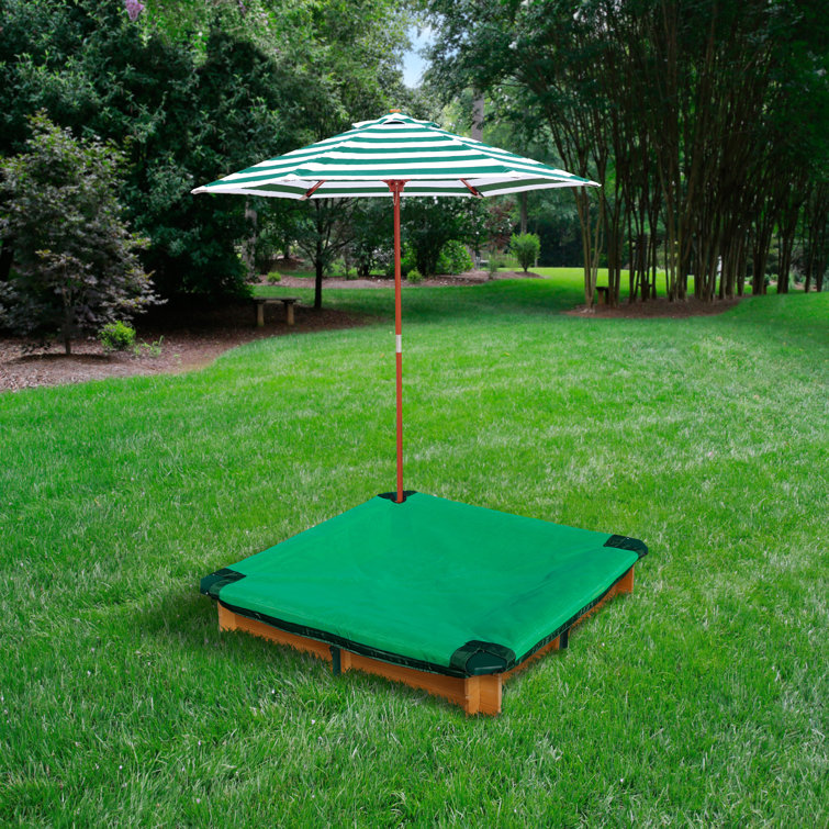 Gorilla Playsets Interlocking 3.62 ft. Square Sandbox with Cover and